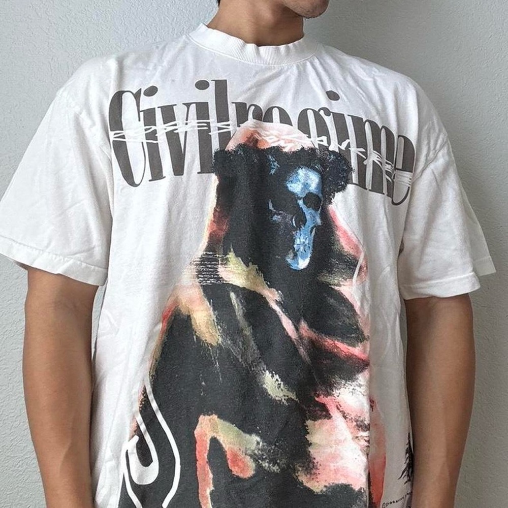Civil Regime Grim Reaper AOP Graphic Print White T-Shirt
